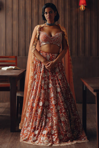 Lehenga set for Indian Wedding – Rust Blossom by 29india