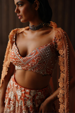 Lehenga set for Indian Wedding – Rust Blossom by 29india