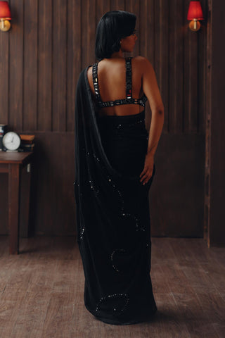 Georgette saree for Indian Wedding – Midnight Black by 29india