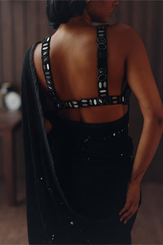 Georgette saree for Indian Wedding – Midnight Black by 29india