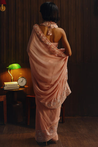 Embellished saree for Indian Wedding – Coral Blush by 29india