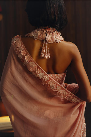 Embellished saree for Indian Wedding – Coral Blush by 29india