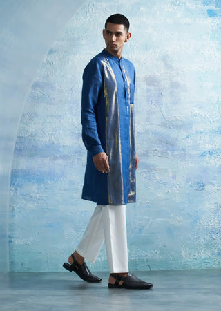 Aura royal blue stripe kurta and pants