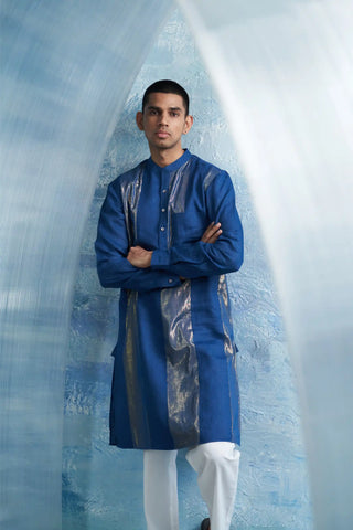Aura royal blue stripe kurta and pants