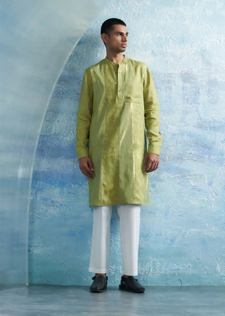 Sheen green stripe kurta and pants