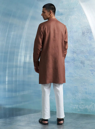 Aura woody brown placket kurta and pants