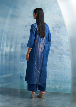 Auraa royal blue notch-neck kurta set