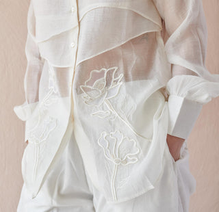 Shirt Contemporary Wear - Ivory Moon Ripple by The Loom Art