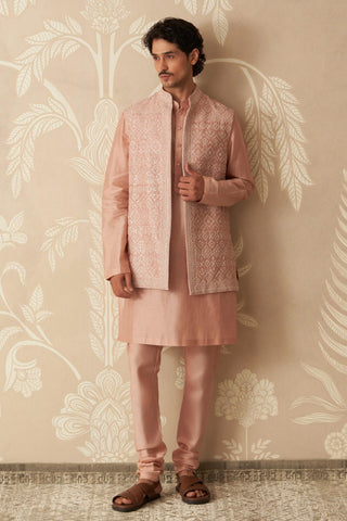 Pink Bandi Set for Indian Wedding – Pink Nehru Jacket with Kurta by Ridhi Mehra
