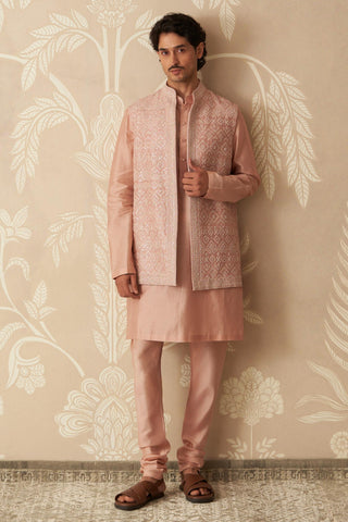Pink Bandi Set for Indian Wedding – Pink Nehru Jacket with Kurta by Ridhi Mehra