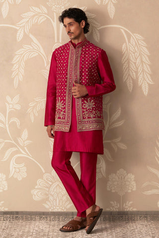 Pink Kurta Bandi Set for Indian Wedding – Pink Nehru Jacket with Kurta by Ridhi Mehra