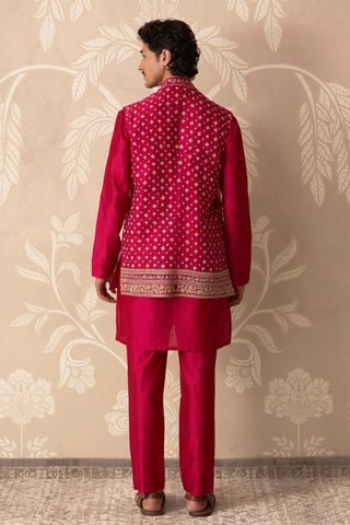 Pink Kurta Bandi Set for Indian Wedding – Pink Nehru Jacket with Kurta by Ridhi Mehra