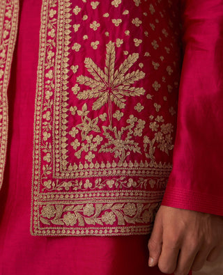 Pink Kurta Bandi Set for Indian Wedding – Pink Nehru Jacket with Kurta by Ridhi Mehra