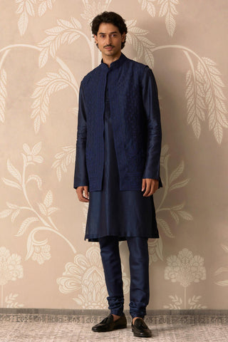 Blue Kurta Bandi Set – Blue Nehru Jacket Kurta – Ridhi Mehra Men | Mr. G 