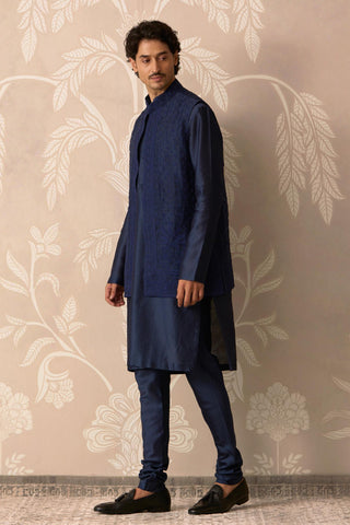 Blue Kurta Bandi Set – Blue Nehru Jacket Kurta – Ridhi Mehra Men | Mr. G 