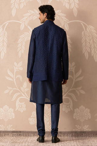 Blue Kurta Bandi Set – Blue Nehru Jacket Kurta – Ridhi Mehra Men | Mr. G 