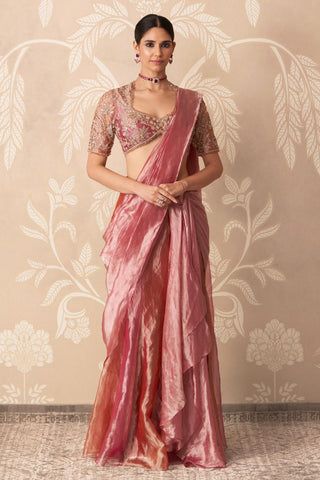 Pink Saree for Indian Wedding – Pink Blouse with Draped Stitch by Ridhi Mehra