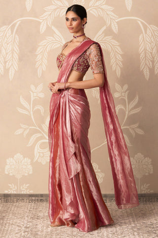Pink Saree for Indian Wedding – Pink Blouse with Draped Stitch by Ridhi Mehra