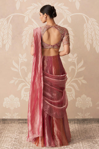 Pink Saree for Indian Wedding – Pink Blouse with Draped Stitch by Ridhi Mehra