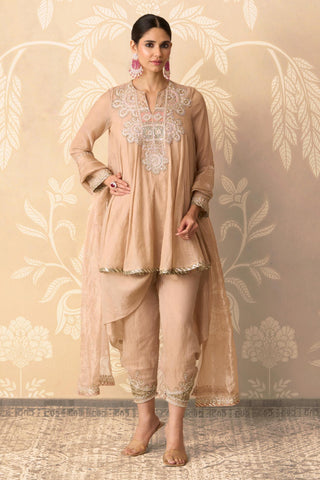 Gold Kurta Set for Indian Wedding – Gold Kurta with Drape Salwar by Ridhi Mehra
