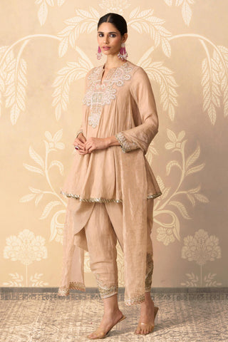 Gold Kurta Set for Indian Wedding – Gold Kurta with Drape Salwar by Ridhi Mehra