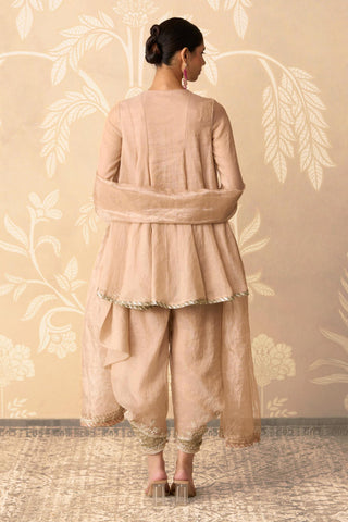 Gold Kurta Set for Indian Wedding – Gold Kurta with Drape Salwar by Ridhi Mehra