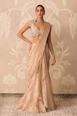 Gold Saree for Indian Wedding – Gold Blouse with Draped Stitch by Ridhi Mehra