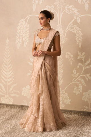 Gold Saree for Indian Wedding – Gold Blouse with Draped Stitch by Ridhi Mehra