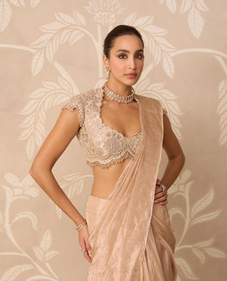 Gold Saree for Indian Wedding – Gold Blouse with Draped Stitch by Ridhi Mehra