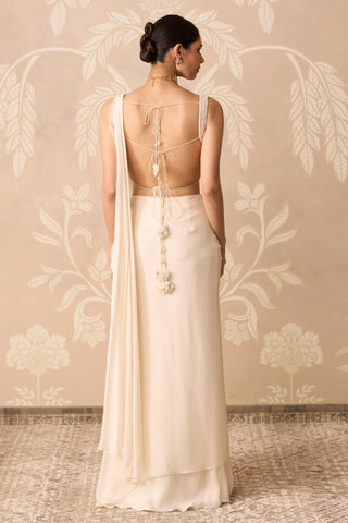 Stitched Saree for Indian Wedding – Ivory Blouse by Ridhi Mehra