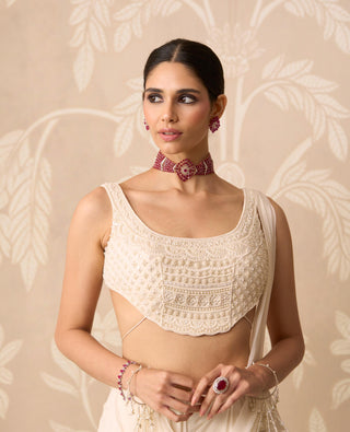 Stitched Saree for Indian Wedding – Ivory Blouse by Ridhi Mehra