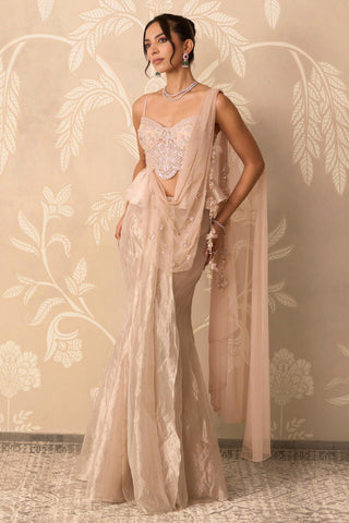 Saree Skirt for Indian Wedding – Gold Blouse with Stitched Skirt by Ridhi Mehra