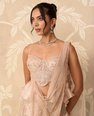 Saree Skirt for Indian Wedding – Gold Blouse with Stitched Skirt by Ridhi Mehra