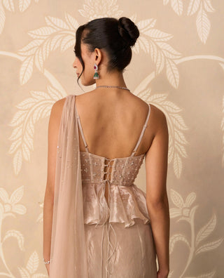 Saree Skirt for Indian Wedding – Gold Blouse with Stitched Skirt by Ridhi Mehra