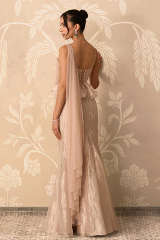 Saree Skirt for Indian Wedding – Gold Blouse with Stitched Skirt by Ridhi Mehra