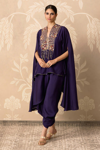 Cape Set for Indian Wedding – Purple Cape with Drape Salwar by Ridhi Mehra