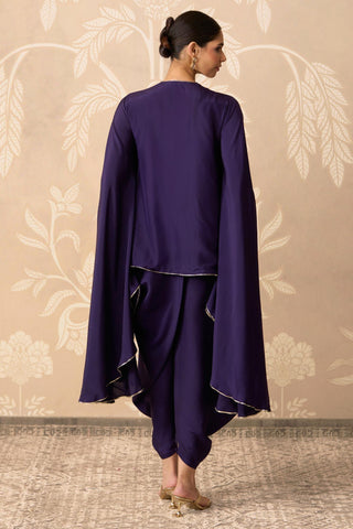 Cape Set for Indian Wedding â€“ Purple Cape with Drape Salwar by Ridhi Mehra