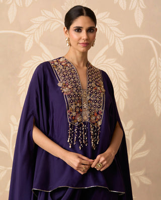Cape Set for Indian Wedding – Purple Cape with Drape Salwar by Ridhi Mehra