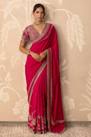 Saree Set for Indian Wedding – Pink Blouse with Petticoat by Ridhi Mehra