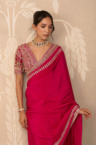 Saree Set for Indian Wedding – Pink Blouse with Petticoat by Ridhi Mehra