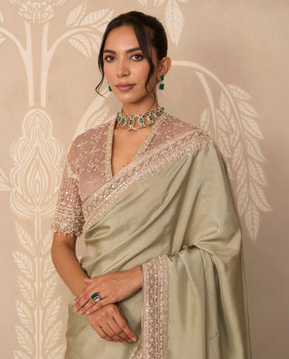 Saree for Indian Wedding – Green Blouse with Petticoat by Ridhi Mehra