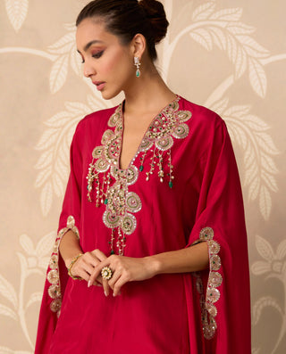 Red Cape Set for Indian Wedding – Red Cape with Drape Salwar by Ridhi Mehra