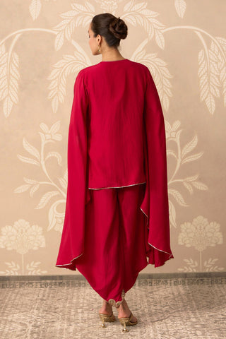 Red Cape Set for Indian Wedding – Red Cape with Drape Salwar by Ridhi Mehra