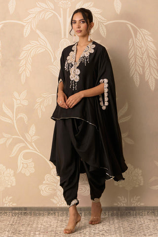 Black Cape Set for Indian Wedding – Black Cape with Drape Salwar by Ridhi Mehra