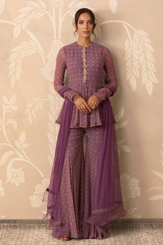 Purple Gharara for Indian Wedding – Purple Peplum Top and Gharara by Ridhi Mehra