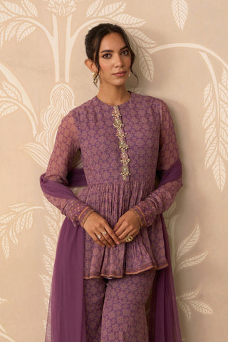 Purple Gharara for Indian Wedding – Purple Peplum Top and Gharara by Ridhi Mehra