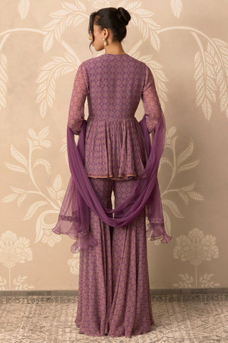Purple Gharara for Indian Wedding â€“ Purple Peplum Top and Gharara by Ridhi Mehra