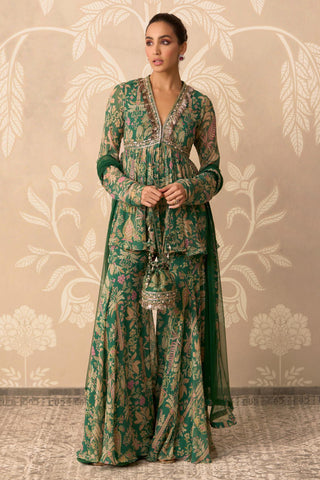 Peplum Gharara for Indian Wedding – Green Peplum Top and Gharara by Ridhi Mehra