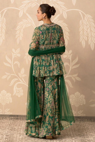 Peplum Gharara for Indian Wedding – Green Peplum Top and Gharara by Ridhi Mehra