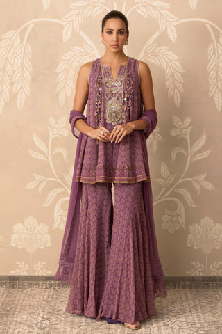 Gharara Set for Indian Wedding – Purple Kurti with Gharara by Ridhi Mehra